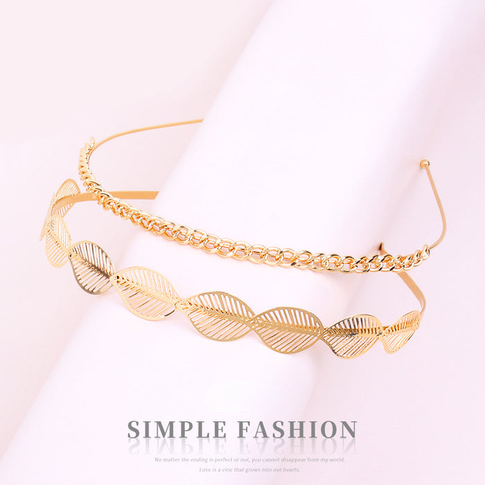 Wholesale Metal Chain Leaves Headband JDC-HD-ZXI008