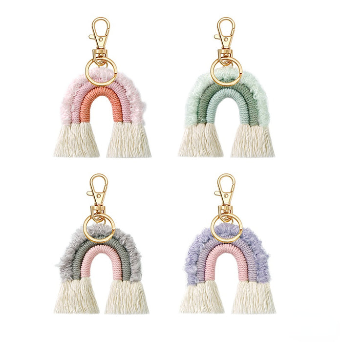 Wholesale Keychain Rope Plush Tassel Rainbow Pendant MOQ≥2 JDC-KC-JM051