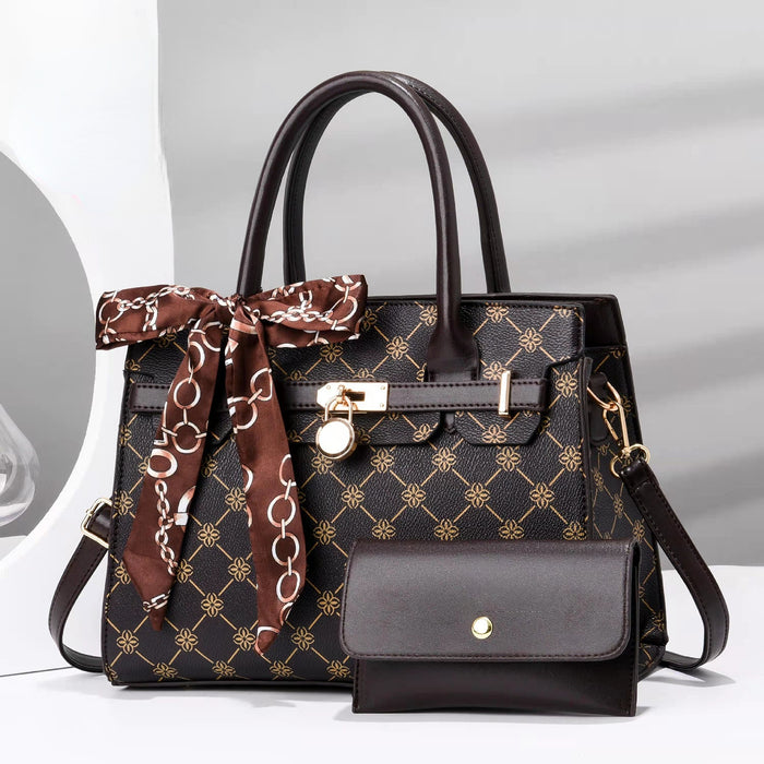 Wholesale Shoulder Bag PU Vintage Print Bow Handbag Diagonal Cross (F) JDC-SD-haim007