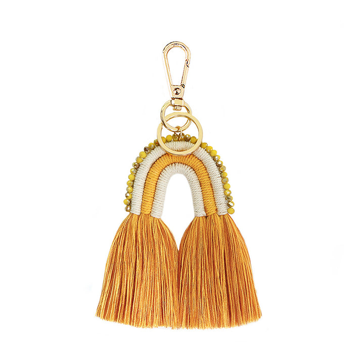 Wholesale tassel keychain rice bead rope weaving manual weaving  JDC-KC-JM015