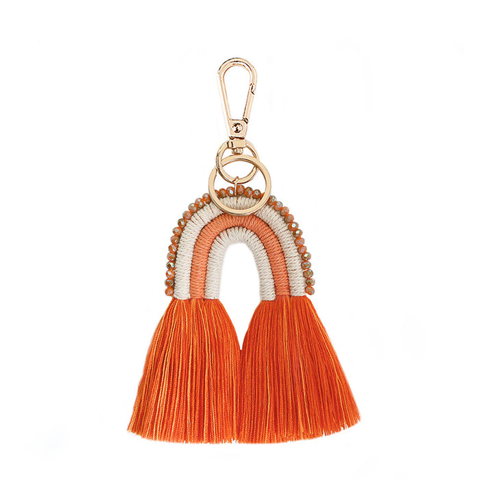 Wholesale tassel keychain rice bead rope weaving manual weaving  JDC-KC-JM015