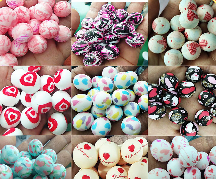 Wholesale  20PCS Valentine's Day Silicone Beads JDC-BDS-HongZhou001