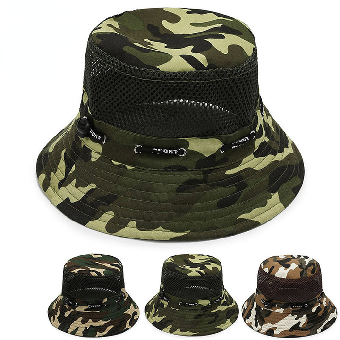 Wholesale camouflage fisherman hat Summer outdoor sunscreen hats breathable net eye JDC-FH-DingB003