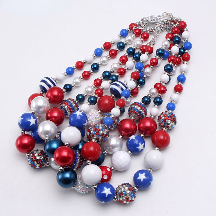 Wholesale 4th of July Independence Day American National Day Children's Beading Necklace JDC-NE-nijia006