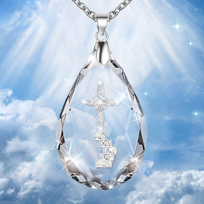 Jewelry WholesaleWholesale crystal cross water drop necklace JDC-NE-D024 Necklaces 晴雯 %variant_option1% %variant_option2% %variant_option3%  Factory Price JoyasDeChina Joyas De China