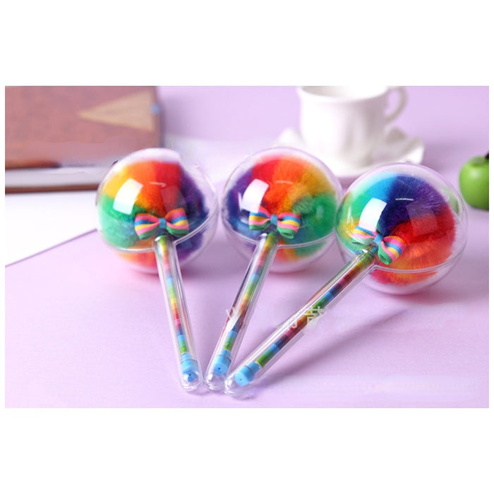 Wholesale Ballpoint Pen Plastic Colorful Hair Ball Gel Pen MOQ≥2 JDC-BP-HYT005