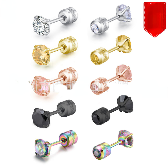 Jewelry WholesaleWholesale Round Four Prong Zircon Fine Pin Stud Earrings Stainless Steel JDC-ES-JiaYi004 Piercing 嘉溢 %variant_option1% %variant_option2% %variant_option3%  Factory Price JoyasDeChina Joyas De China