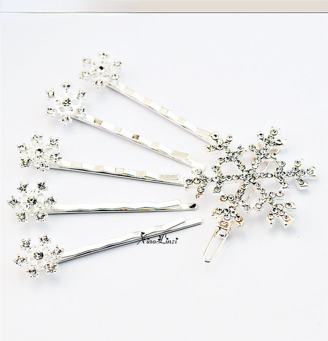 Wholesale Christmas Hair Accessories Snowflake Hair Clips for Kids JDC-HC-QXue001