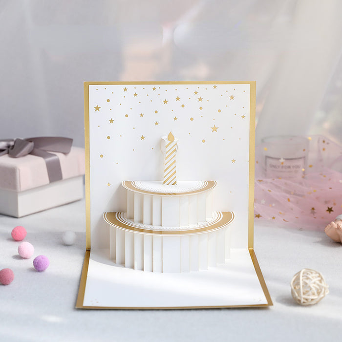 Wholesale Greeting Cards Birthday Greeting Cards Bronzing Cake Handmade Three-dimensional Hollow JDC-GC-LiD004