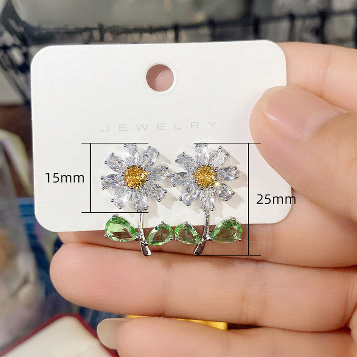 Wholesale Earrings Copper Zircon Daisy MOQ≥2 JDC-PREMCAOS-ES-017