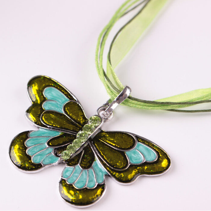 Jewelry WholesaleWholesale Drip Oil Ribbon Colorful Butterfly Necklace Pop Insect Pendant JDC-NE-LvXin006 Necklaces 缕馨 %variant_option1% %variant_option2% %variant_option3%  Factory Price JoyasDeChina Joyas De China