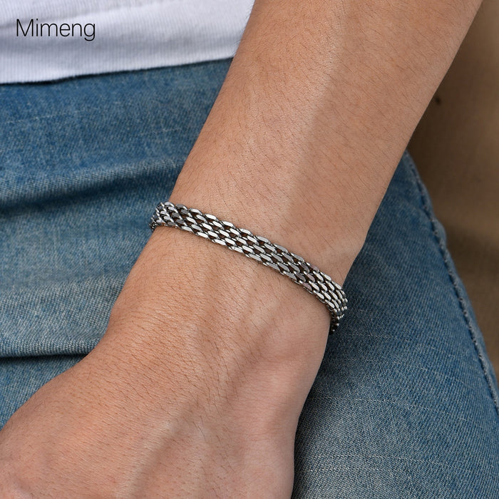 Jewelry WholesaleWholesale silver wide chain 21cm stainless steel bracelet JDC-BT-MiMeng037 Bracelet 米萌 %variant_option1% %variant_option2% %variant_option3%  Factory Price JoyasDeChina Joyas De China