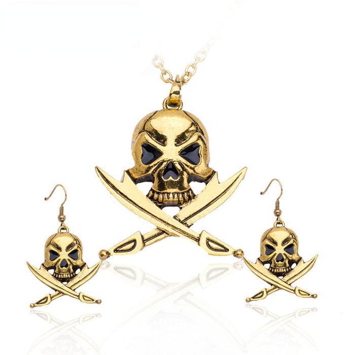 Wholesale Necklace Alloy Halloween Skull Necklace Earrings Jewelry Set MOQ≥3 JDC-NE-CAIYU003