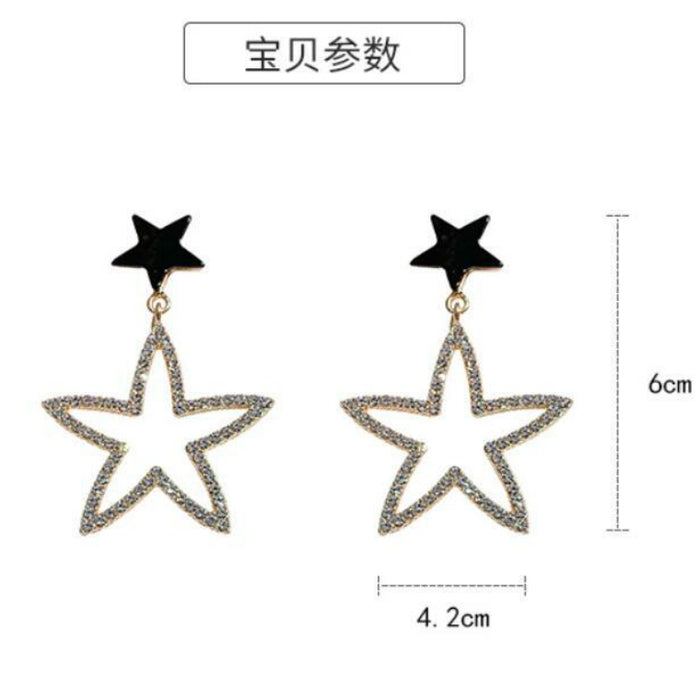 Jewelry WholesaleWholesale 925 Silver Needle Alloy Rhinestone Pentagram Earrings JDC-ES-Shuangdi002 Earrings 双笛 %variant_option1% %variant_option2% %variant_option3%  Factory Price JoyasDeChina Joyas De China