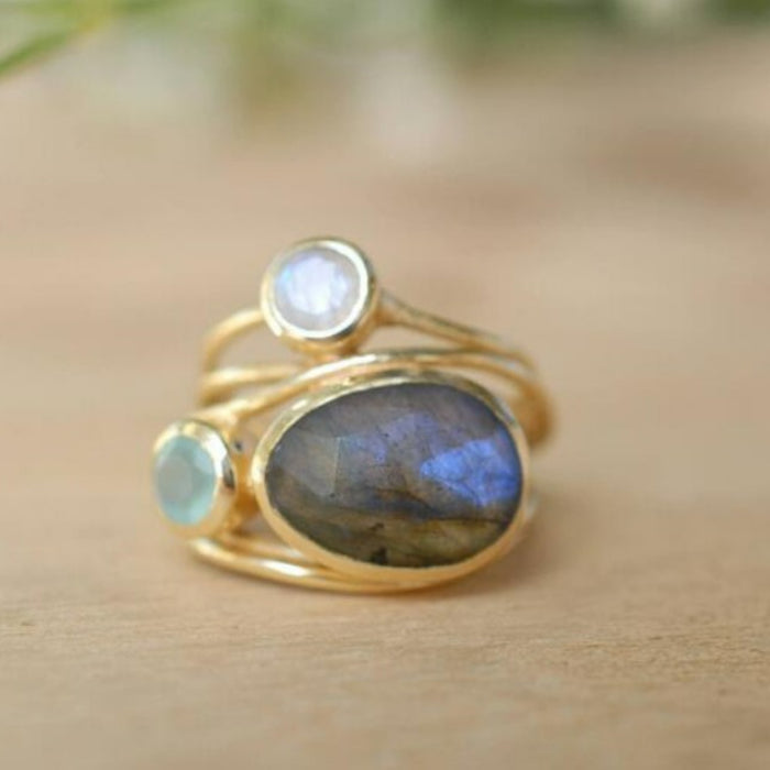 Jewelry WholesaleWholesale 24k Gold Plated Colorful Moonstone Alloy Ring JDC-RS-Saip022 Rings 赛蒲 %variant_option1% %variant_option2% %variant_option3%  Factory Price JoyasDeChina Joyas De China