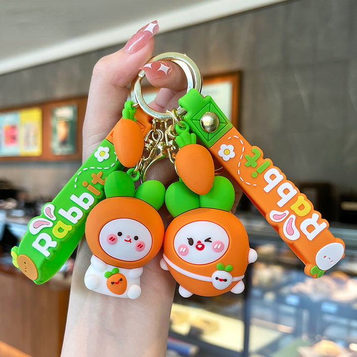 Wholesale Cartoon Soft Rubber Carrot Rabbit Keychain JDC-KC-GSXM089