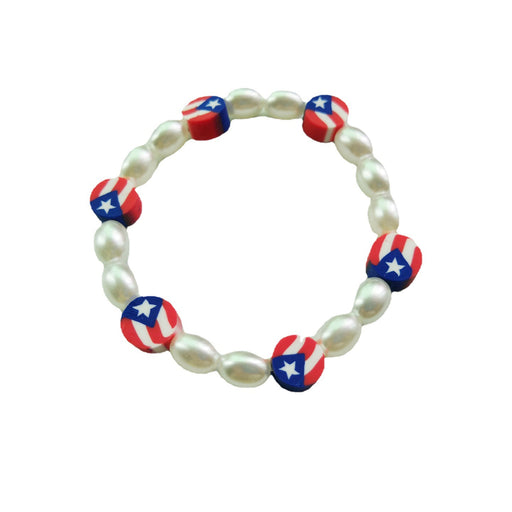 Jewelry WholesaleWholesale 4th of July Independence Day Flag Necklace Pearl Bracelet JDC-BT-NanH001 Bracelet 南慧 %variant_option1% %variant_option2% %variant_option3%  Factory Price JoyasDeChina Joyas De China