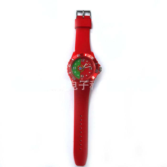 Wholesale Qatar World Cup Flag Sports Silicone Watch MOQ≥2 JDC-WH-DingChe002