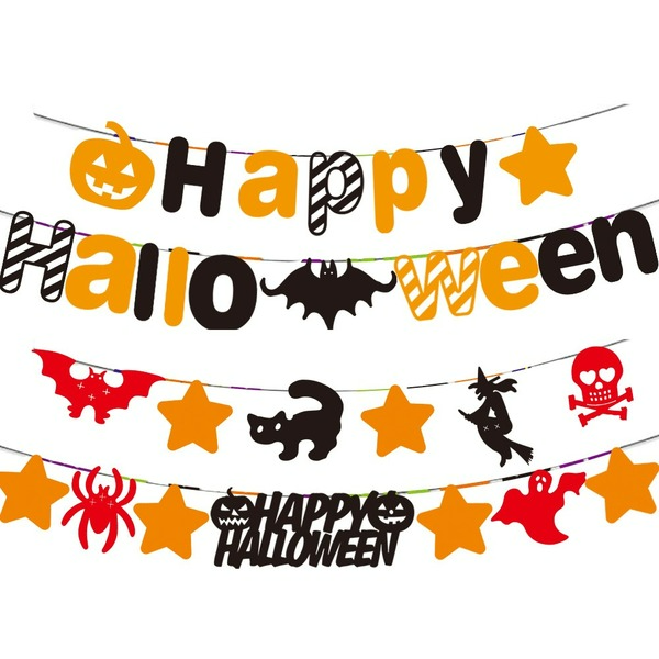 Wholesale Halloween New Alphabet Party Paper Pull Flags MOQ≥2 JDC-OS-HPai003