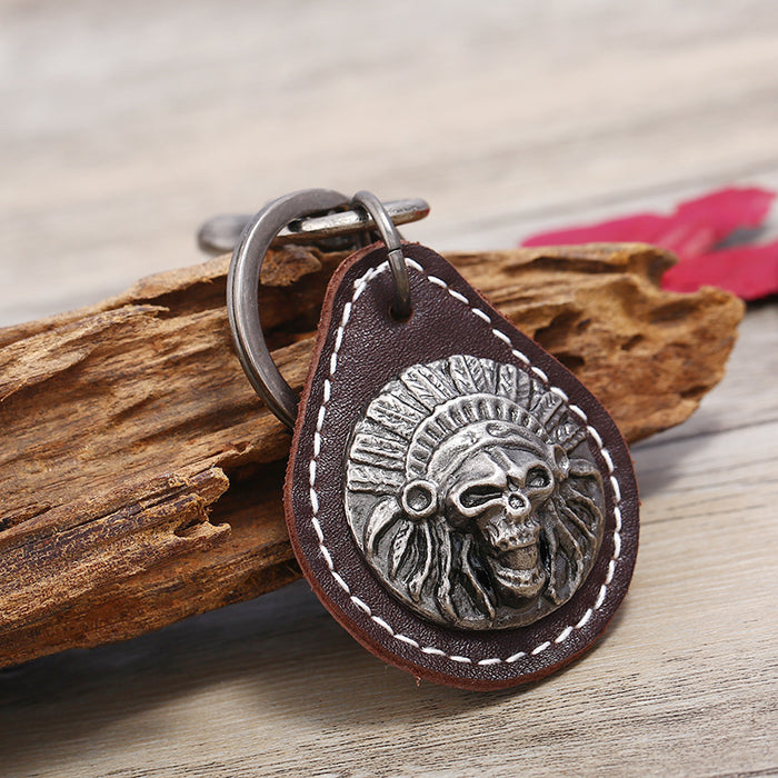 Wholesale Vintage Leather Alloy Keychain JDC-KC-PK005