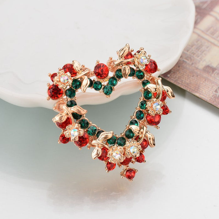 Wholesale Brooch Metal Christmas Wreath Santa Shoes JDC-BC-MDD003