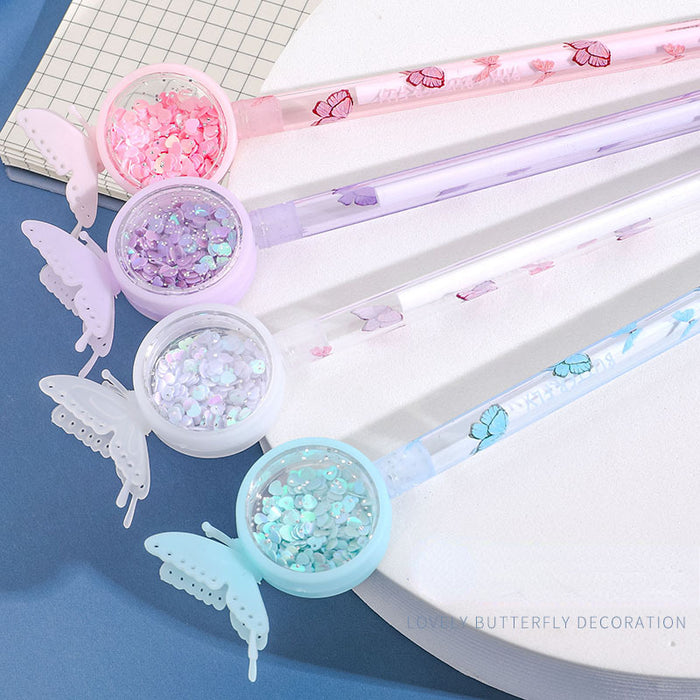 Wholesale Sequin Butterfly Mosquito Repellent Plastic Ballpoint Pen JDC-BP-Dichen002