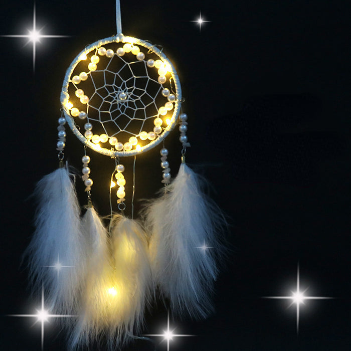 Wholesale Dream Catcher Feather Romantic White Dream Catcher With LED Light JDC-DC-JY014