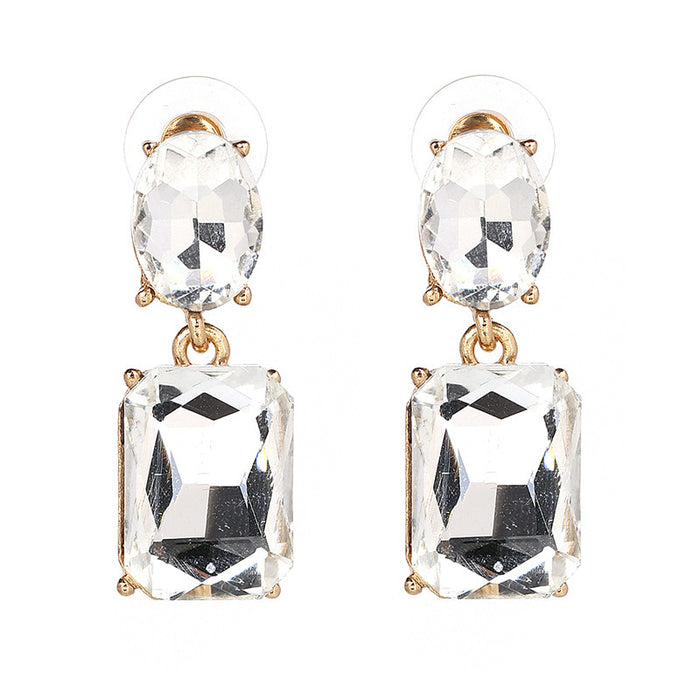 Wholesale alloy glass diamond earrings JDC-ES-jr038