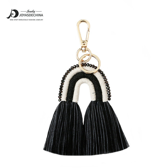 Wholesale tassel keychain rice bead rope weaving manual weaving  JDC-KC-JM015