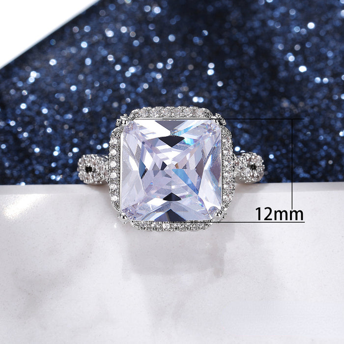 Wholesale Ring Copper Zircon Square MOQ≥2 JDC-PREMCAOS-RS-012