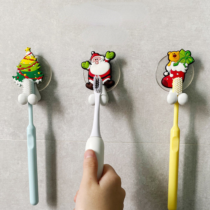 Wholesale Toothbrush Holder PVC Christmas Cute Cartoon Punch Free MOQ≥2 JDC-THR-ZhiL005