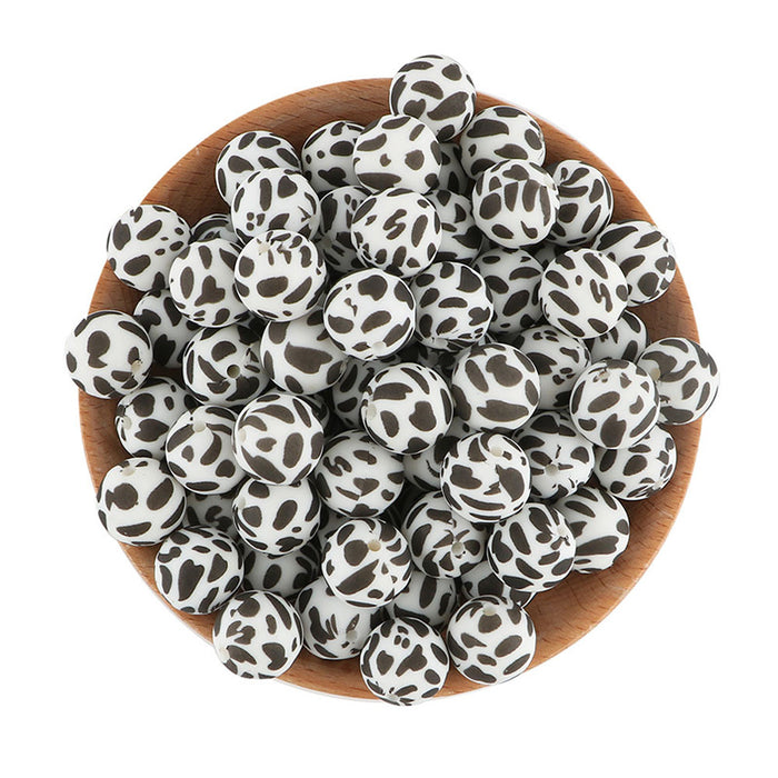 Wholesale 40PCS Leopard Print Silicone 15mm Beads JDC-BDS-Yumo001