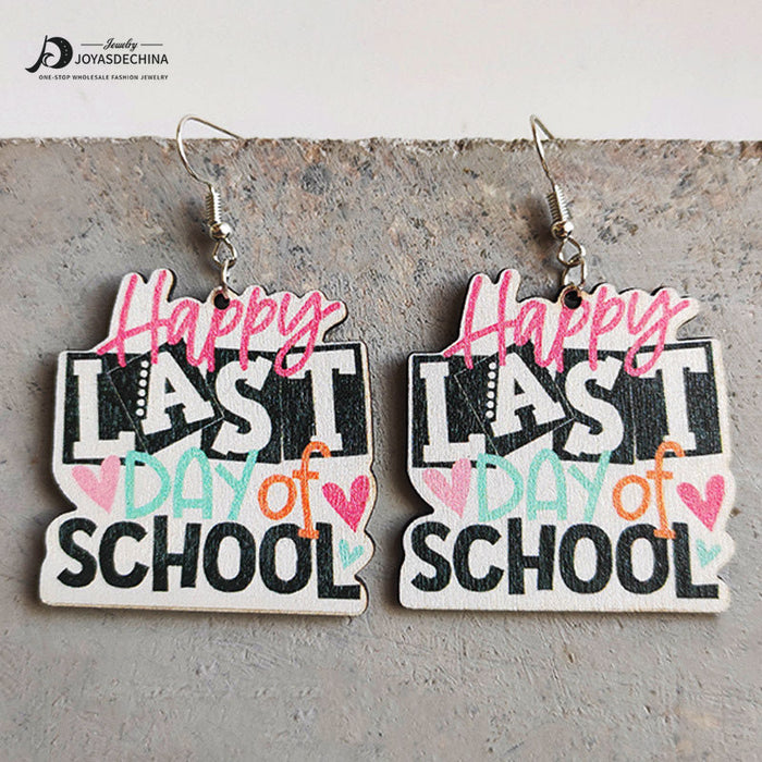 Wholesale Earrings Wooden Teacher's Day Cute Book Graduation Caps 3 Pairs JDC-ES-Heyi054