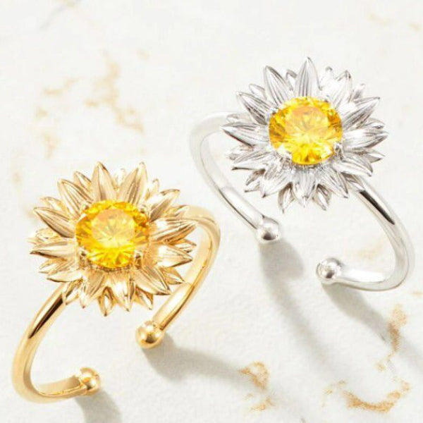 Wholesale Sunflower Zircon Alloy Adjustable Ring JDC-RS-Saip014