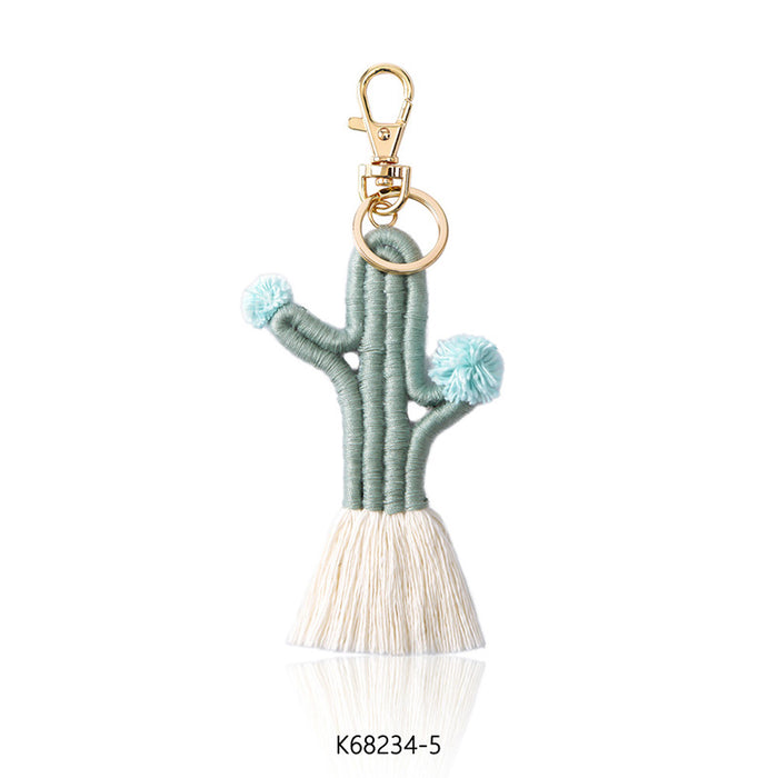 Wholesale hand woven Bohemian cactus keychain MOQ≥2 JDC-KC-JM008