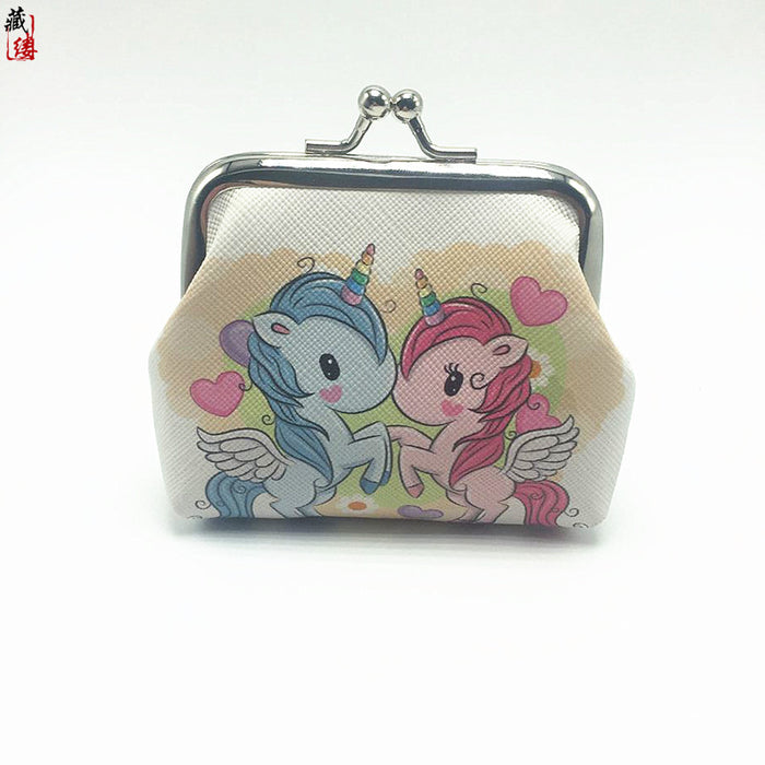 Wholesale Digital Printing Coin Purse Unicorn Printing Mouth Gold Bag Ladies Short Coin Purse MOQ≥3 JDC-HB-Canglv002