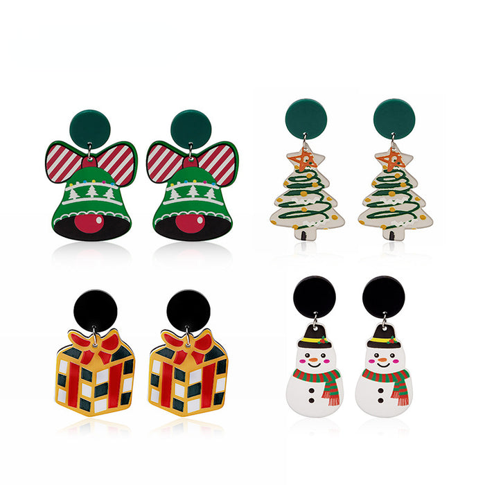 Wholesale Earrings Acrylic Christmas Cute Bells Snowman JDC-ES-MDD070