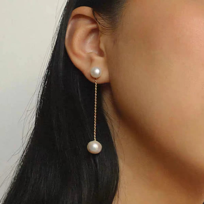 Custom-made irregular baroque pearl gold-plated earrings JDC-010