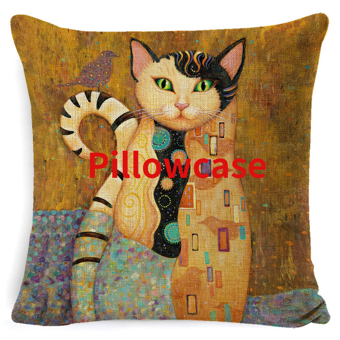 Jewelry WholesaleWholesale art mural cat printed cotton linen Pillowcase MOQ≥2 JDC-PW-Zhilin004 Pillowcase 智霖 %variant_option1% %variant_option2% %variant_option3%  Factory Price JoyasDeChina Joyas De China