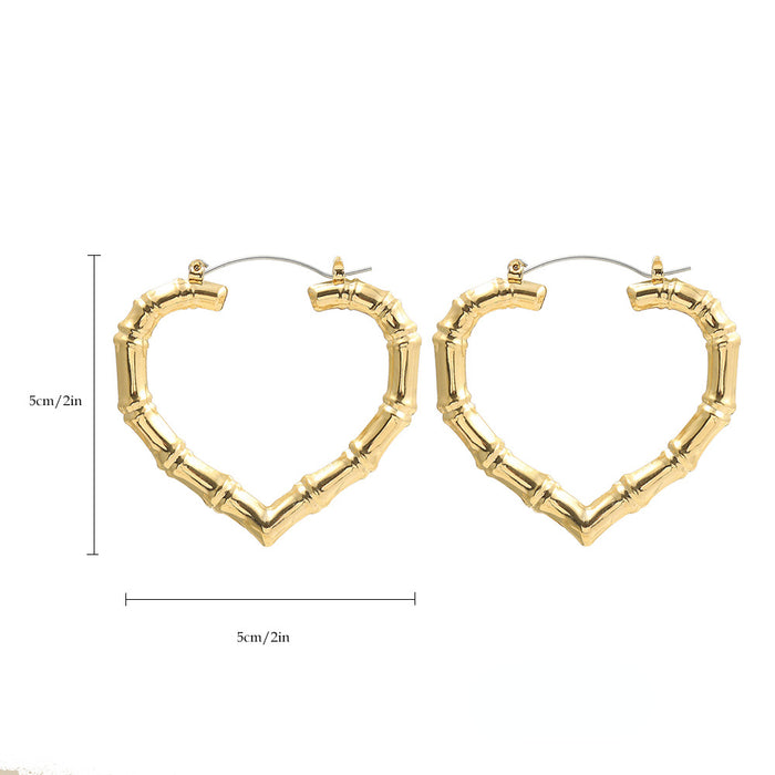 Wholesale Bamboo Heart Shaped Metal Earrings MOQ≥2 JDC-ES-Ruol016