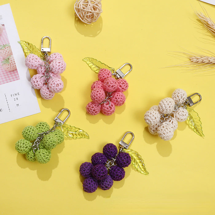 Wholesale knitted wool Kyoho grape keychain MOQ≥3 JDC-KC-WYan014