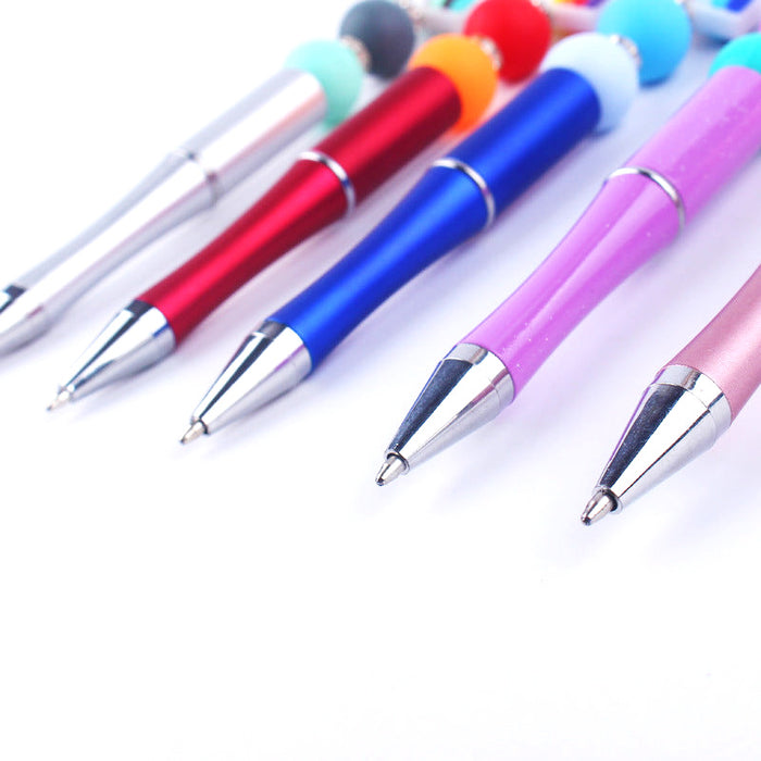 Wholesale Beadable Pens Rainbow Silicone Beads Plastic Ballpoint Pen JDC-BP-GuangTian002