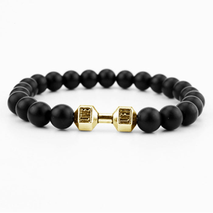 Wholesale Volcanic Stone Beaded Bracelet Metal Dumbbell Buddha Beads Bracelet MOQ≥5 JDC-BT-ManS006