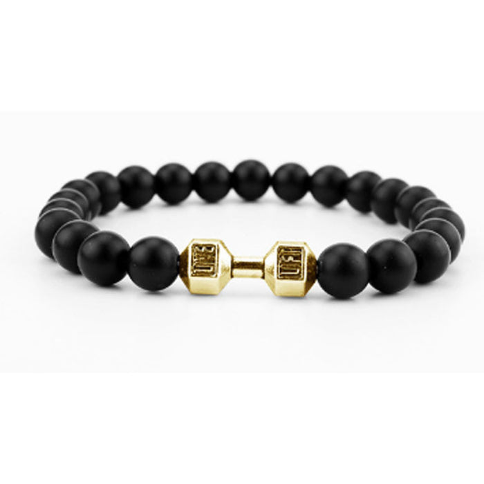 Wholesale Volcanic Stone Beaded Bracelet Metal Dumbbell Buddha Beads Bracelet MOQ≥5 JDC-BT-ManS006