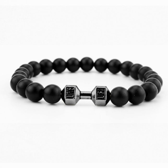 Wholesale Volcanic Stone Beaded Bracelet Metal Dumbbell Buddha Beads Bracelet MOQ≥5 JDC-BT-ManS006