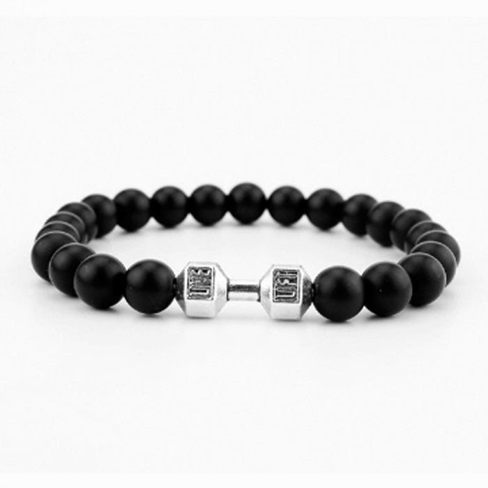 Wholesale Volcanic Stone Beaded Bracelet Metal Dumbbell Buddha Beads Bracelet MOQ≥5 JDC-BT-ManS006