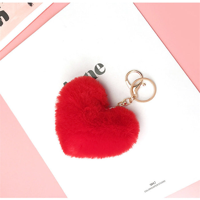 Jewelry WholesaleWholesale Imitation Rex Rabbit Fur Heart Pom Pom Keychain JDC-KC-FeiRun024 Keychains 飞润 %variant_option1% %variant_option2% %variant_option3%  Factory Price JoyasDeChina Joyas De China