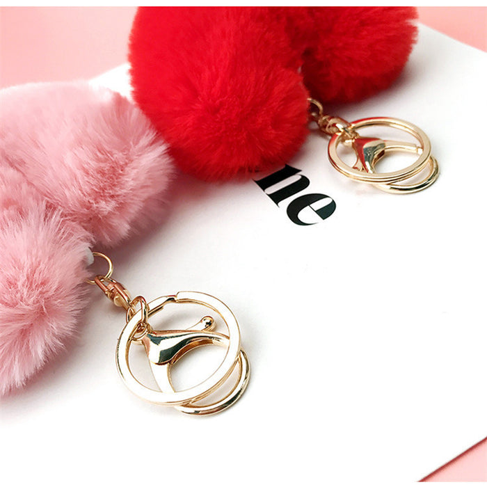 Jewelry WholesaleWholesale Imitation Rex Rabbit Fur Heart Pom Pom Keychain JDC-KC-FeiRun024 Keychains 飞润 %variant_option1% %variant_option2% %variant_option3%  Factory Price JoyasDeChina Joyas De China