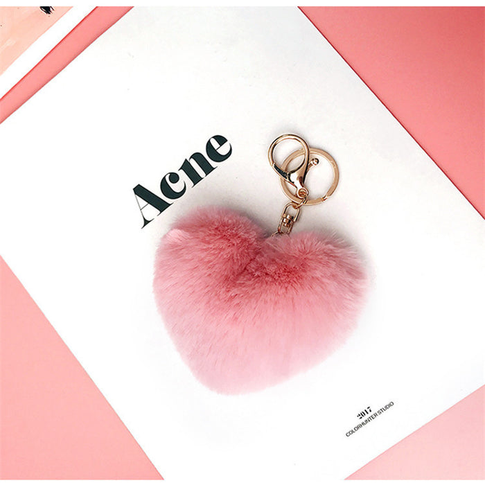 Jewelry WholesaleWholesale Imitation Rex Rabbit Fur Heart Pom Pom Keychain JDC-KC-FeiRun024 Keychains 飞润 %variant_option1% %variant_option2% %variant_option3%  Factory Price JoyasDeChina Joyas De China