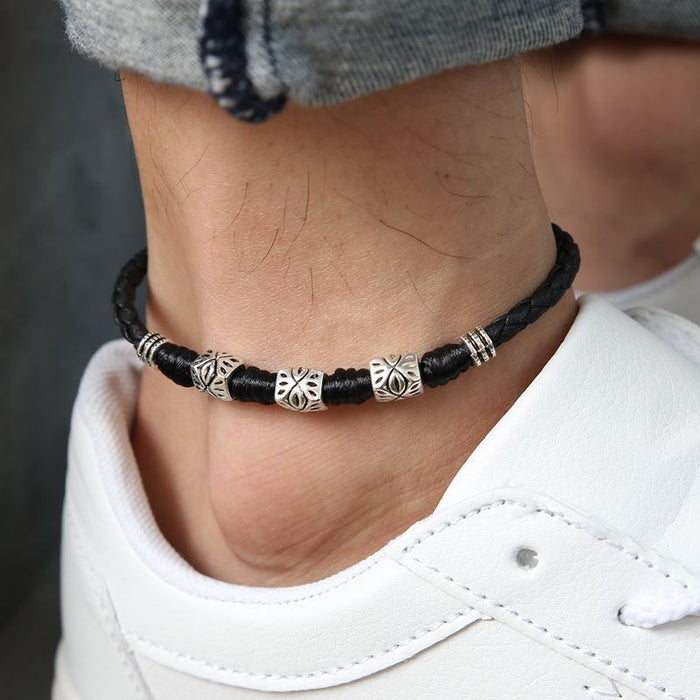 Jewelry WholesaleWholesale Men's Personality Black Red Anklet JDC-AS-PSW003 Anklets 皮尚屋 %variant_option1% %variant_option2% %variant_option3%  Factory Price JoyasDeChina Joyas De China